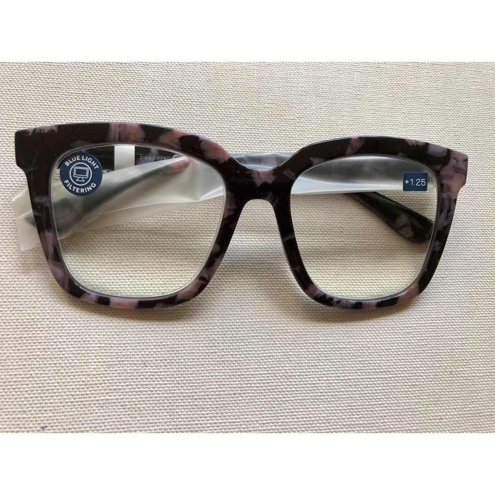 New Next Level Black Marble Peepers Blue Light filtering Glasses +1.25